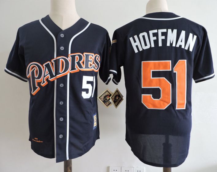 Men San Diego Padres #51 Hoffman Blue Throwback 1998 MLB Jerseys->toronto blue jays->MLB Jersey
